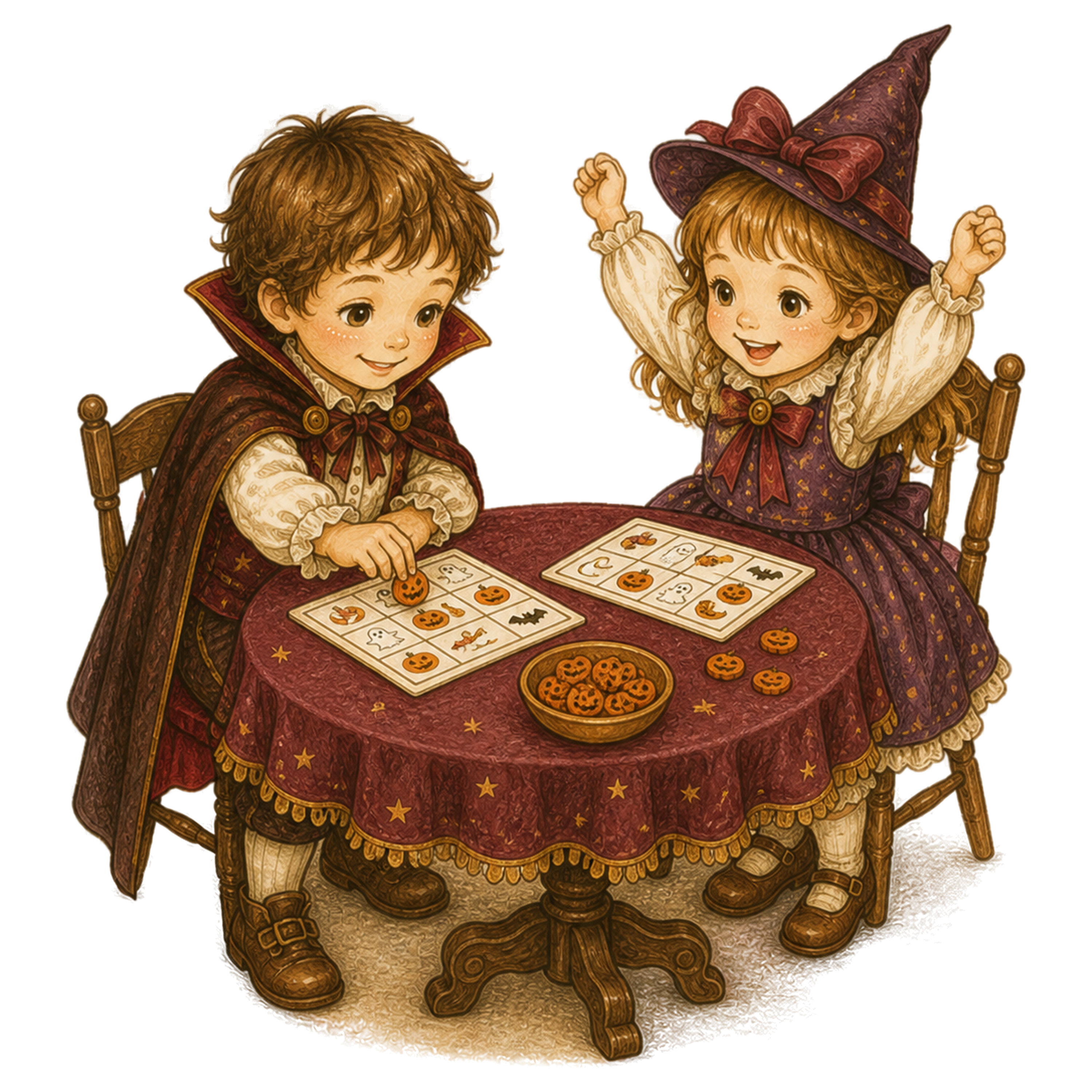 ハロウィンビンゴを楽しむ子どものイラスト｜かわいい無料素材95391に写真・文字を入れる