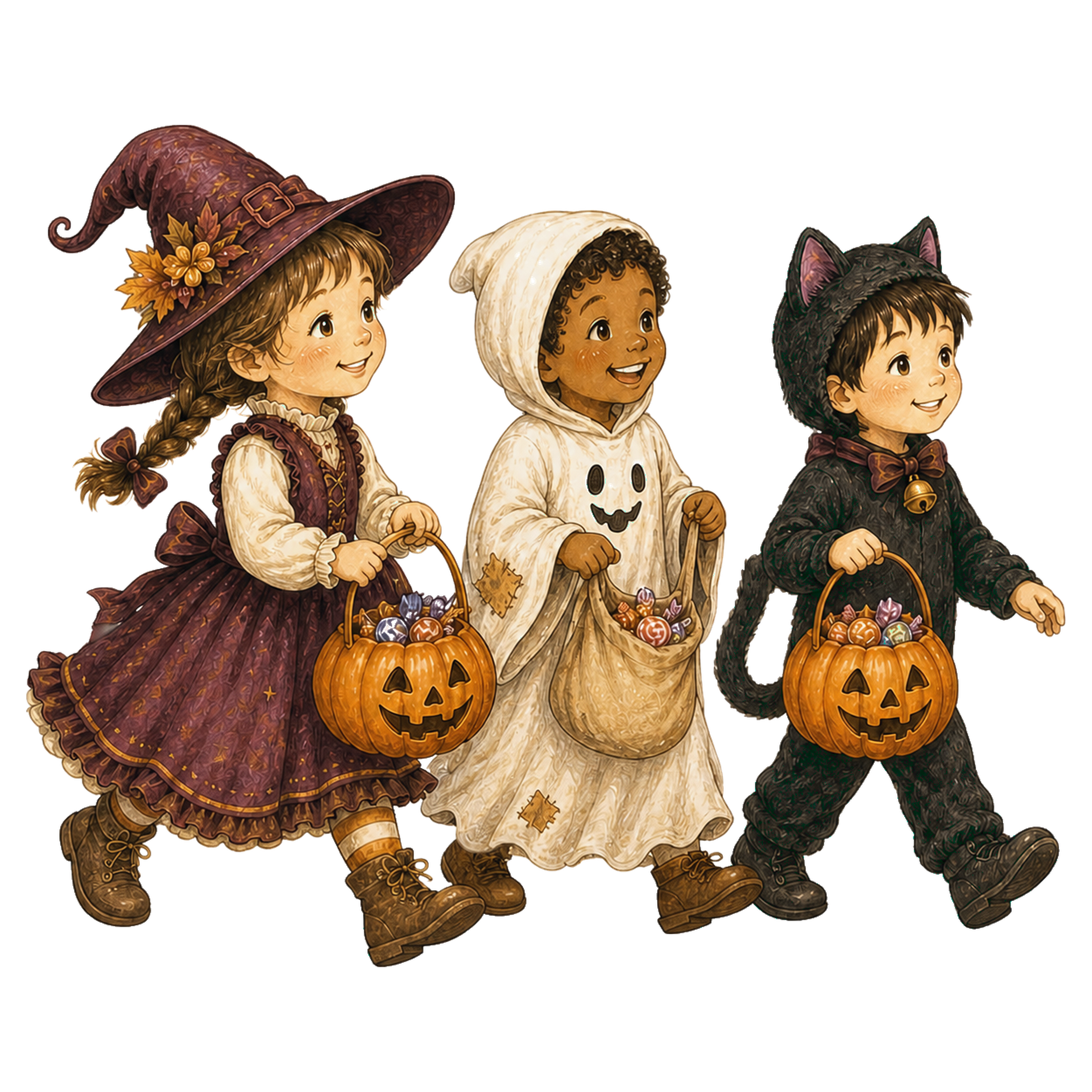 仮装パレードを楽しむ子どものハロウィンイラスト95430に写真・文字を入れる