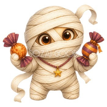 かわいいミイラモンスター｜ハロウィン無料イラスト素材95443