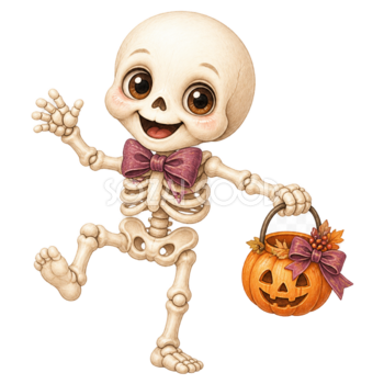 踊るかわいいガイコツ｜ハロウィン無料イラスト素材95444