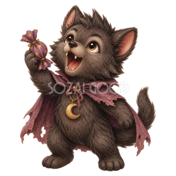 かわいいオオカミ男モンスター｜ハロウィン無料イラスト素材95445