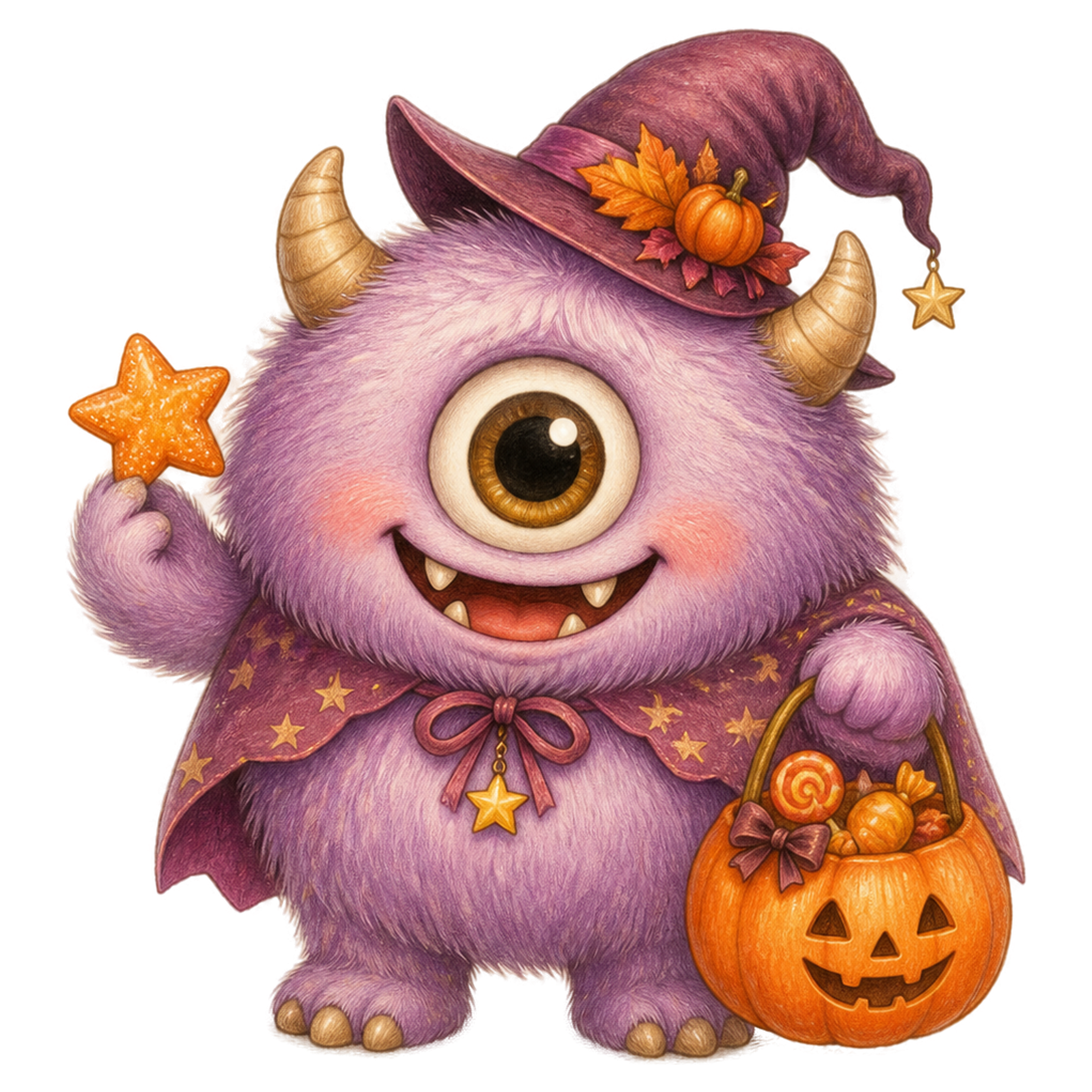 紫色のかわいい一つ目モンスター｜ハロウィン無料イラスト素材95447に写真・文字を入れる