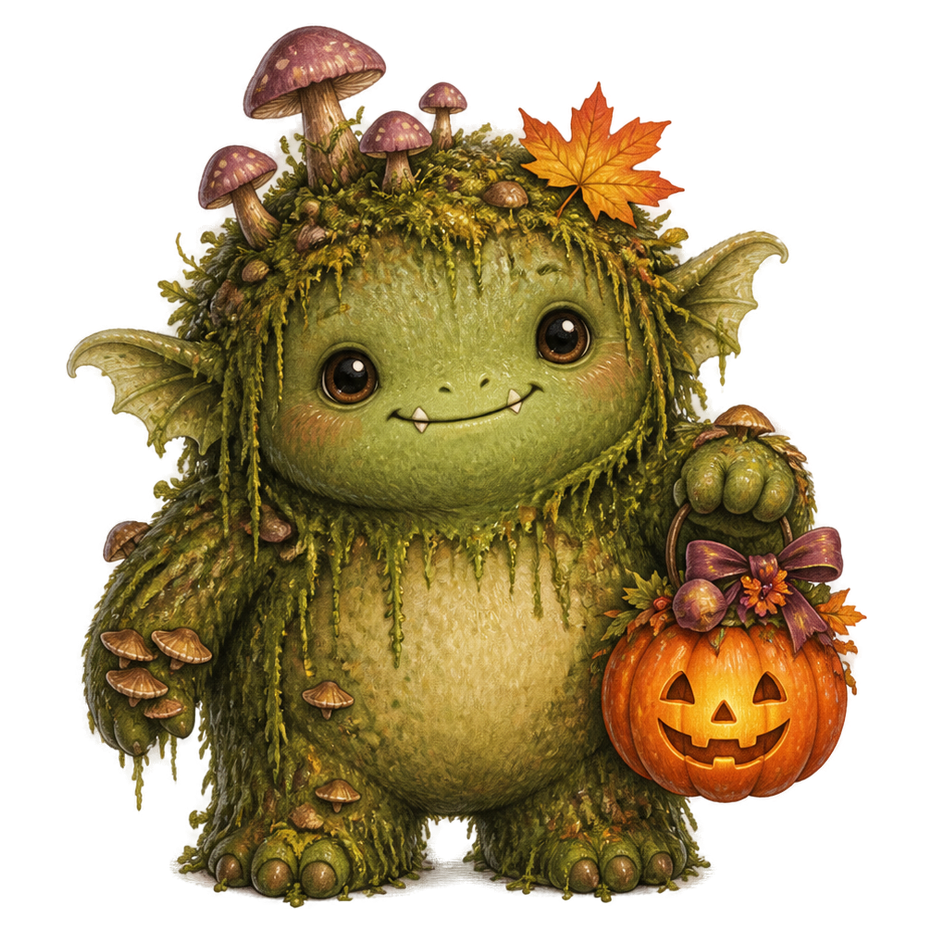 きのこが生えた沼モンスター｜ハロウィン無料イラスト素材95450に写真・文字を入れる