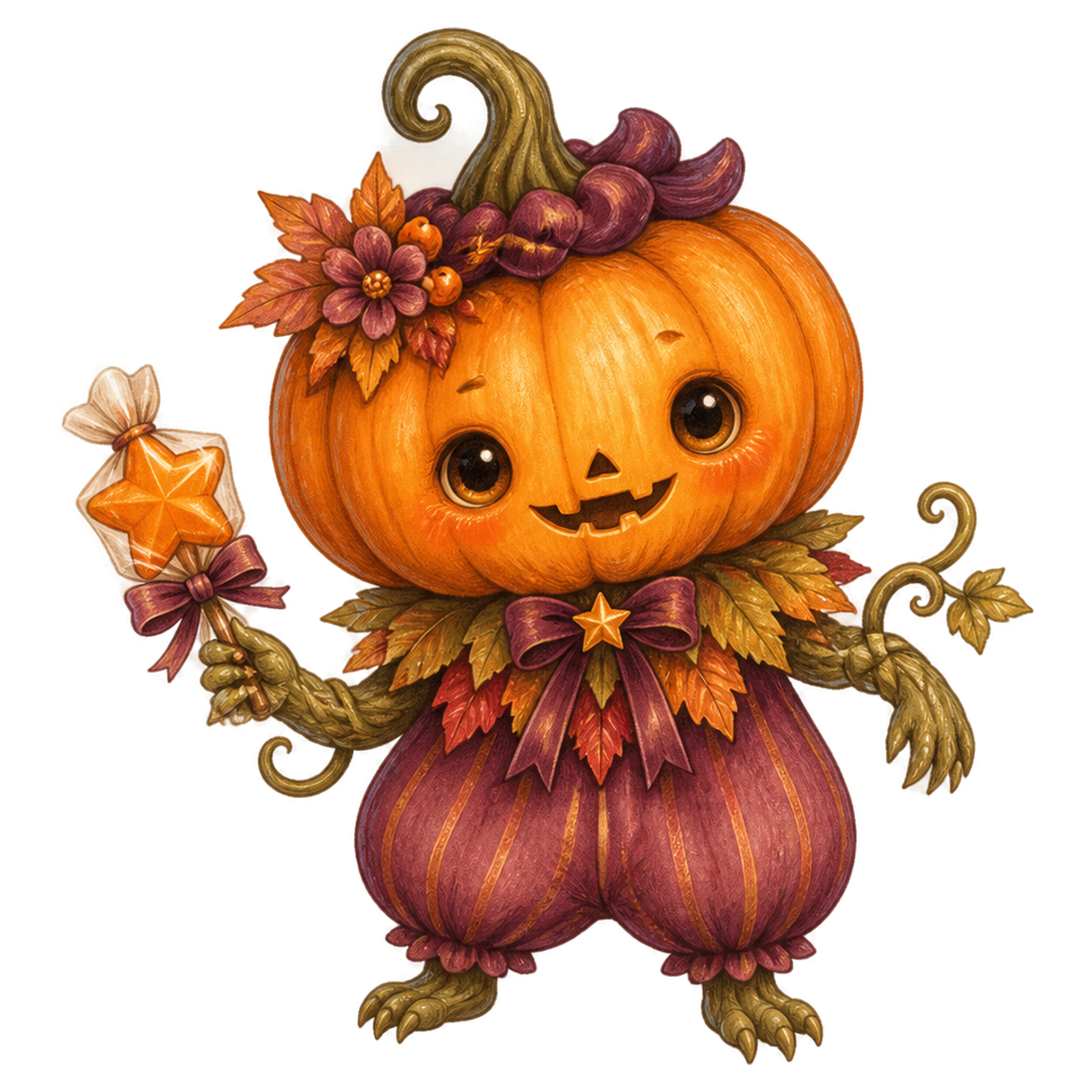 かわいいかぼちゃ頭モンスター｜ハロウィン無料イラスト素材95452に写真・文字を入れる