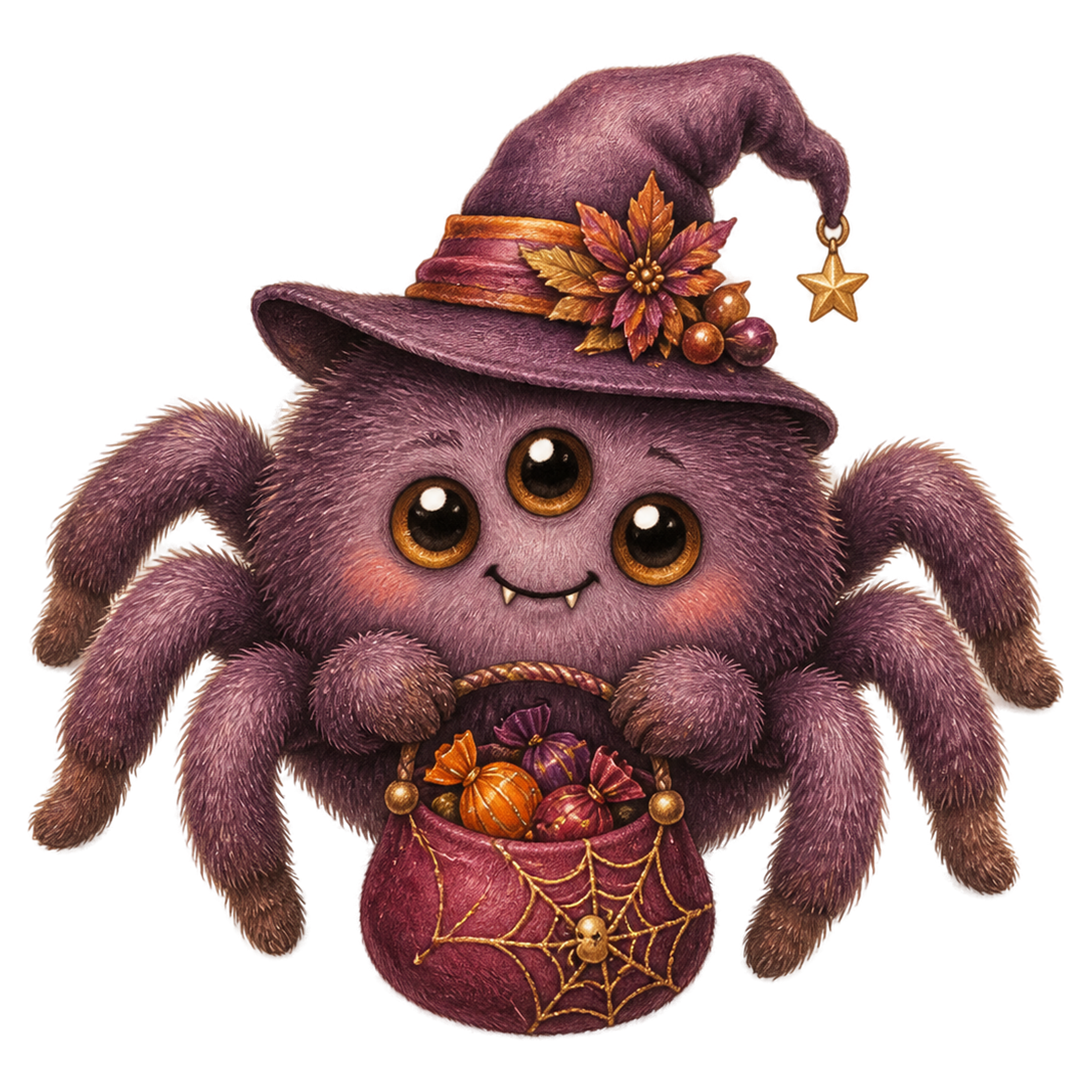 三つ目のかわいい蜘蛛モンスター｜ハロウィン無料イラスト素材95455に写真・文字を入れる
