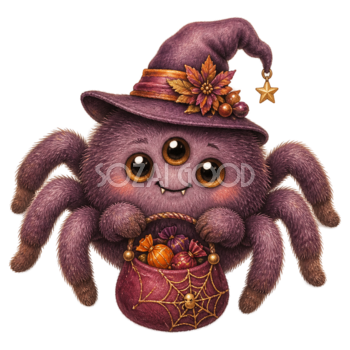 三つ目のかわいい蜘蛛モンスター｜ハロウィン無料イラスト素材95455