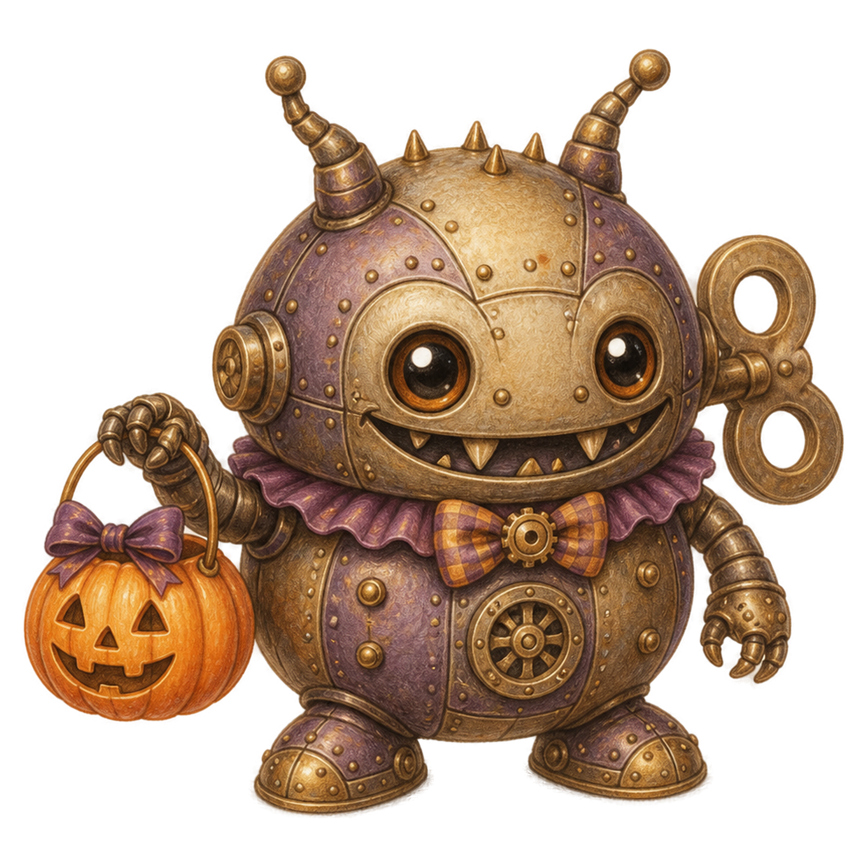 時計仕掛けのかわいいモンスター｜ハロウィン無料イラスト素材95459に写真・文字を入れる