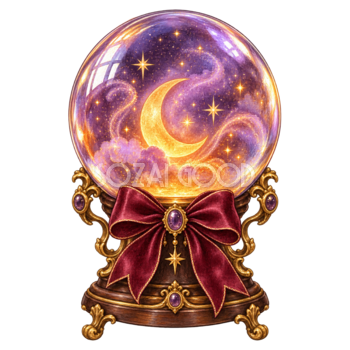 水晶玉のハロウィンイラスト｜月夜に輝く無料の魔法素材95489