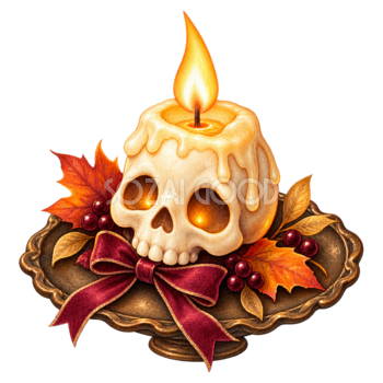ガイコツキャンドルのハロウィンイラスト｜無料の小物素材95498