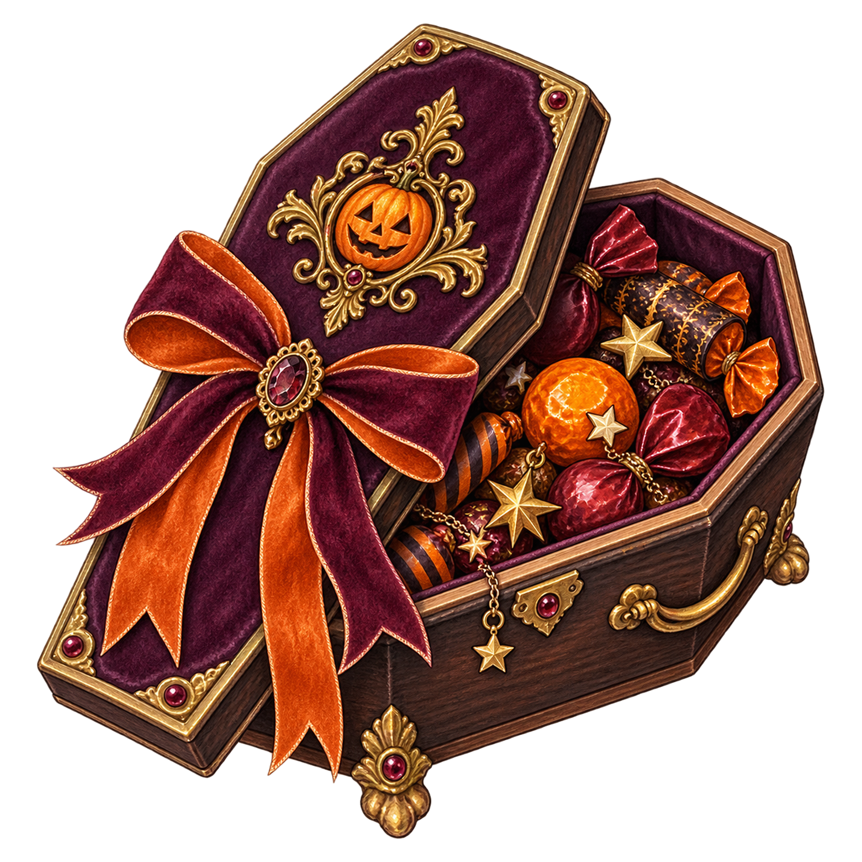 棺型小物箱のハロウィンイラスト｜お菓子入り無料素材95501に写真・文字を入れる