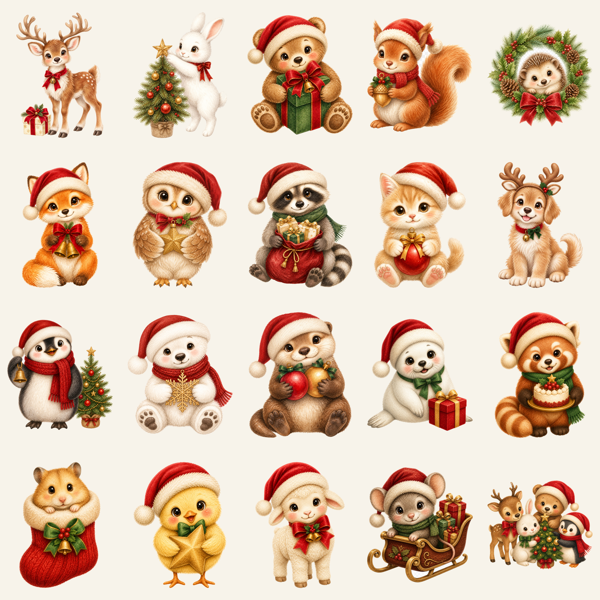 かわいい動物のクリスマスイラスト20選｜無料素材95504に写真・文字を入れる