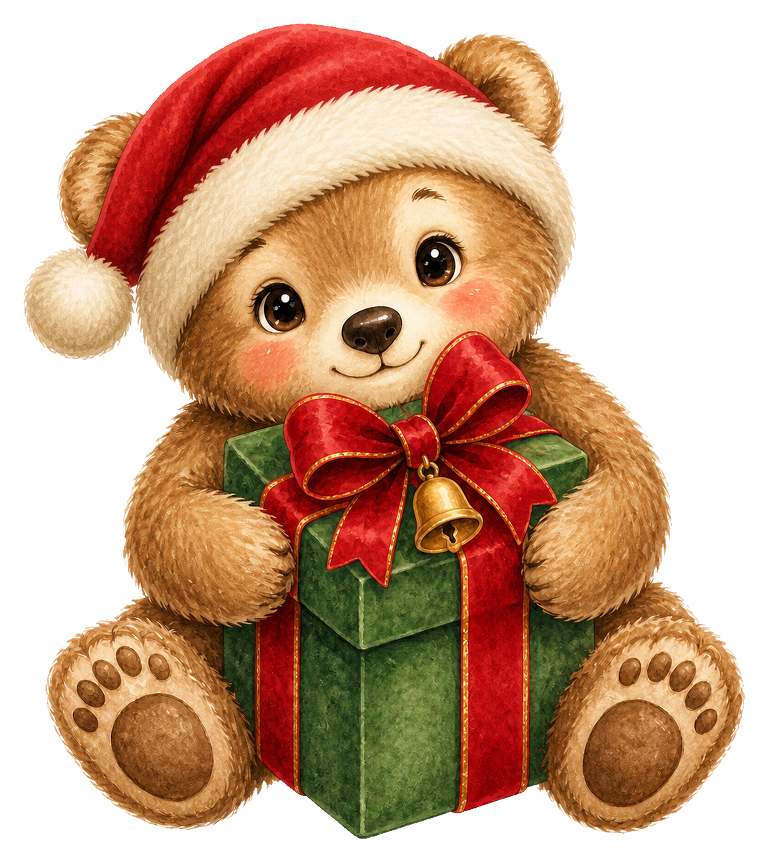 プレゼントを抱く子熊のクリスマスイラスト｜無料素材95507に写真・文字を入れる