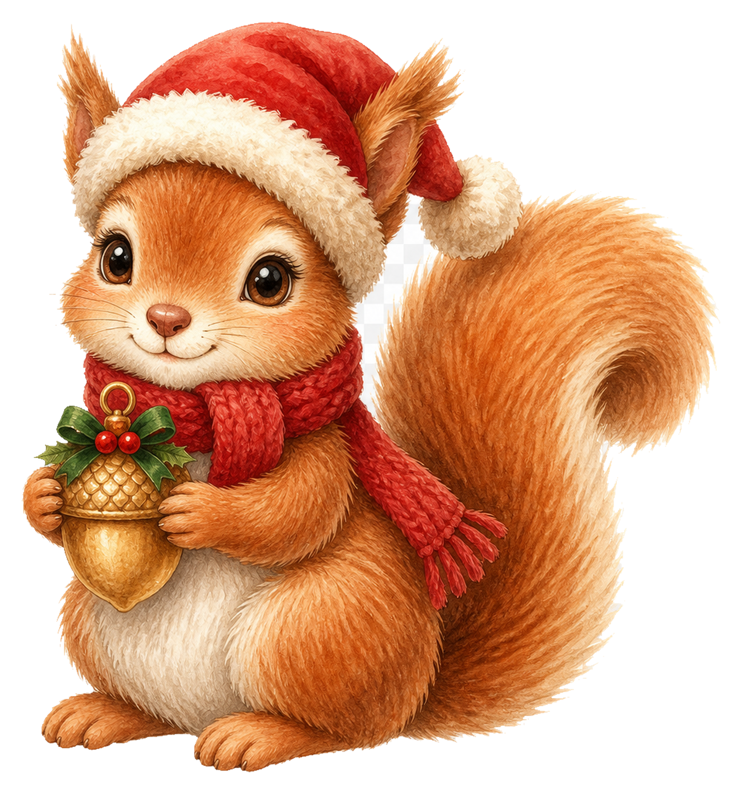 サンタ帽のリスとオーナメントのクリスマスイラスト｜無料素材95508に写真・文字を入れる