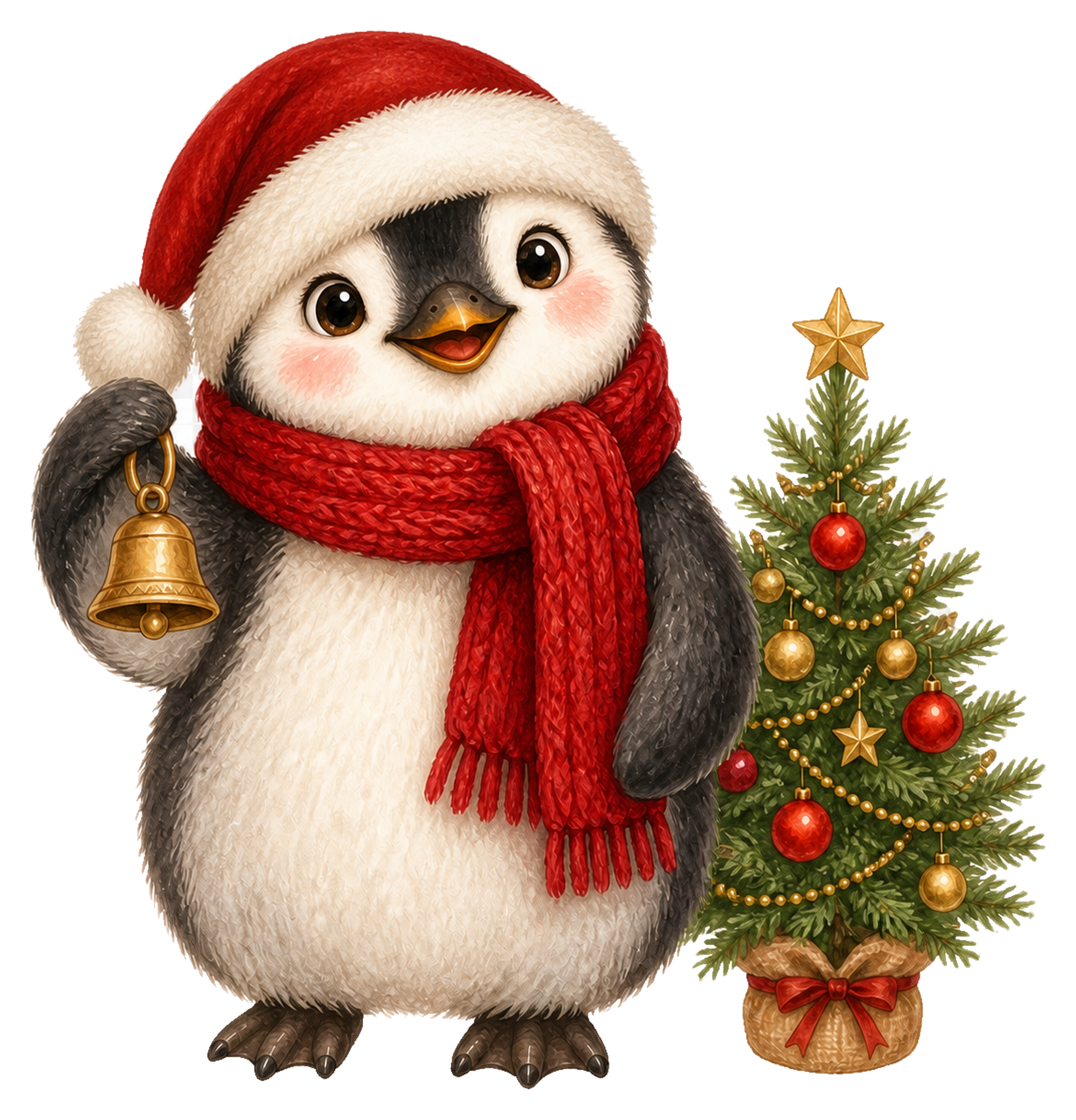 ツリーとサンタ帽のペンギンクリスマスイラスト｜無料素材95515に写真・文字を入れる