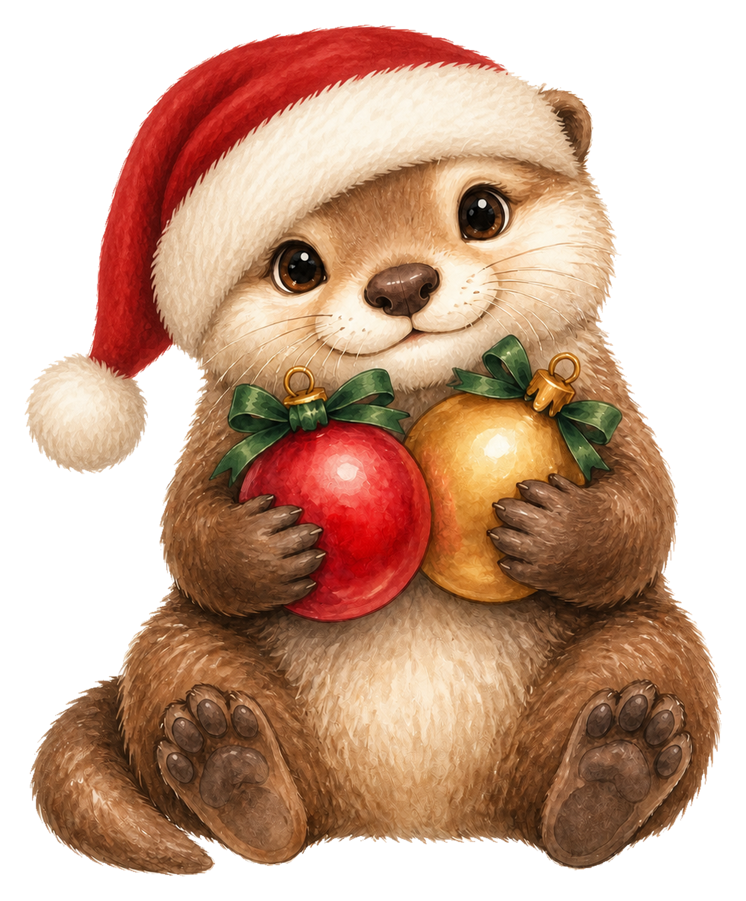 クリスマスボールを抱くラッコのかわいいイラスト｜無料素材95517に写真・文字を入れる