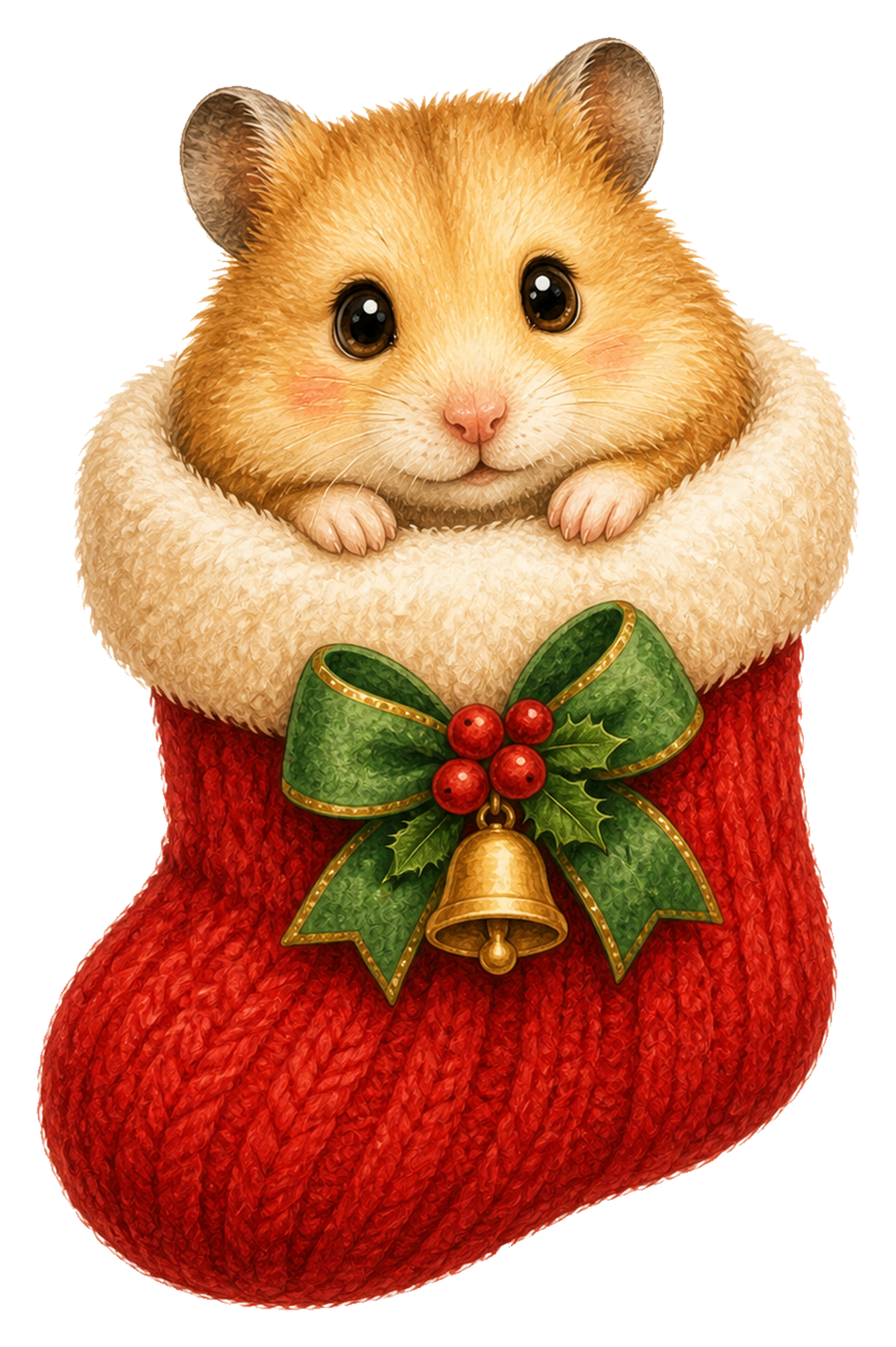 赤い靴下に入るハムスターのクリスマスイラスト｜無料素材95520に写真・文字を入れる