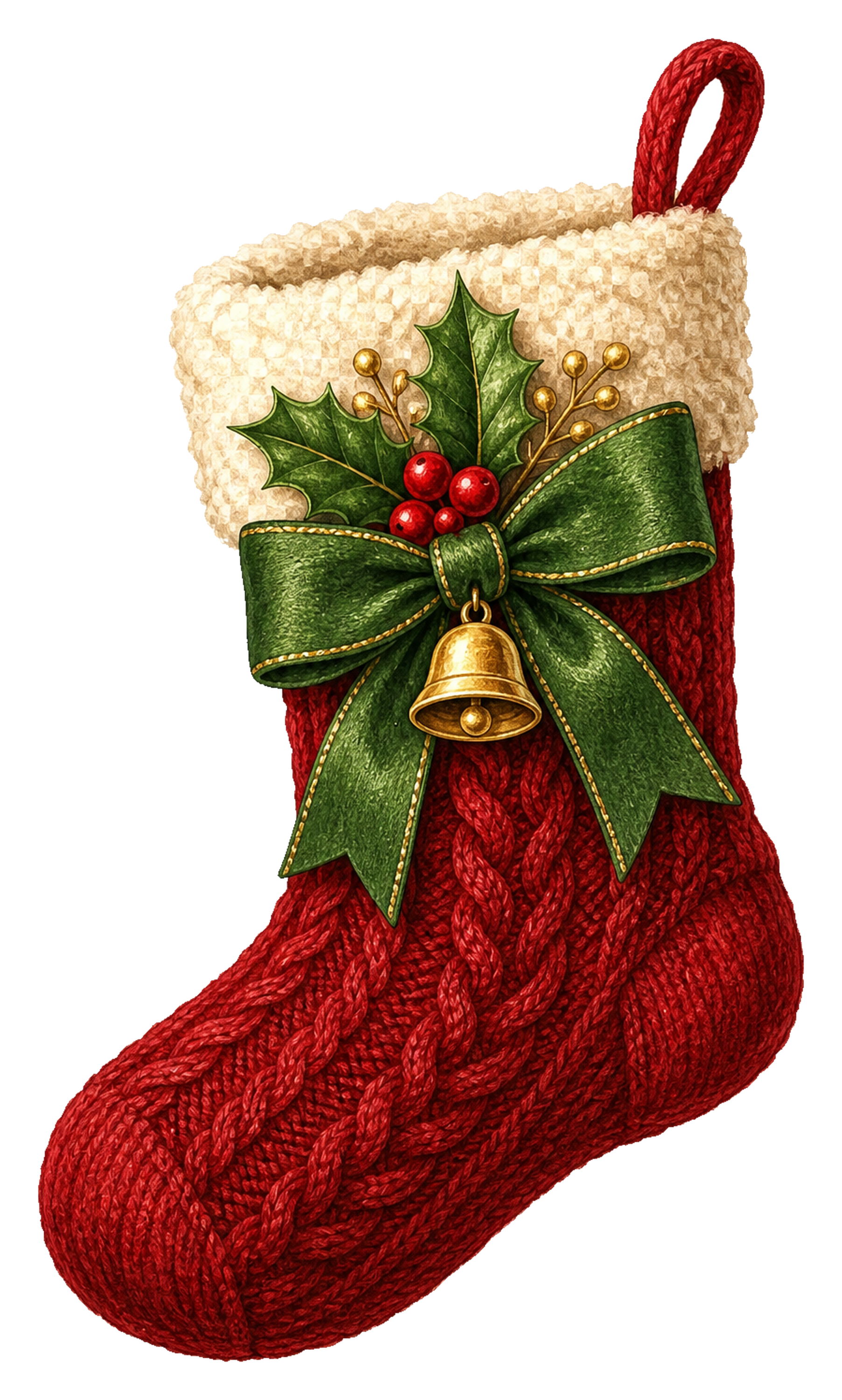 赤いクリスマス靴下とヒイラギのイラスト｜無料素材95530に写真・文字を入れる