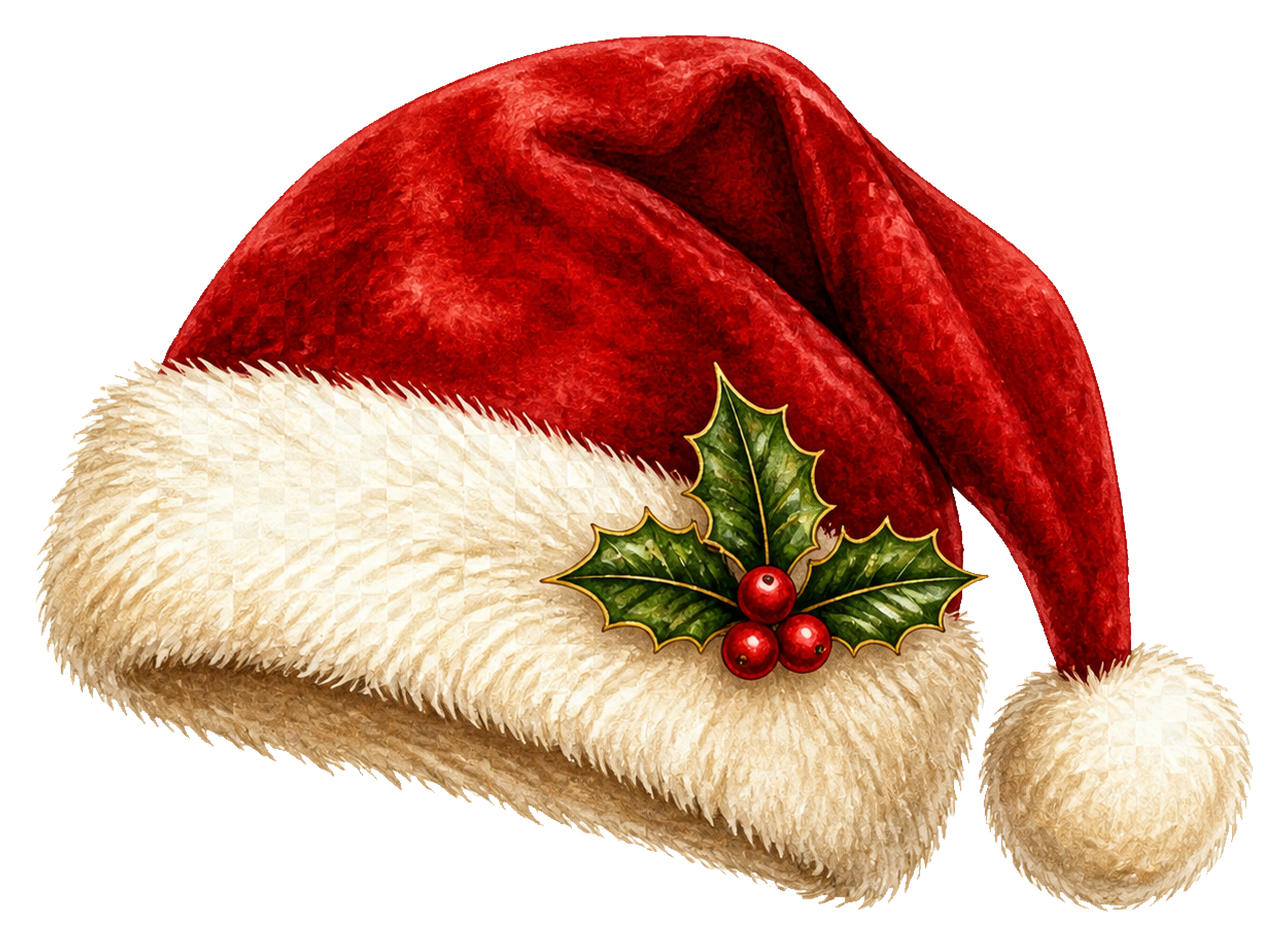 ふわふわの赤いサンタ帽子クリスマスイラスト｜無料素材95536に写真・文字を入れる