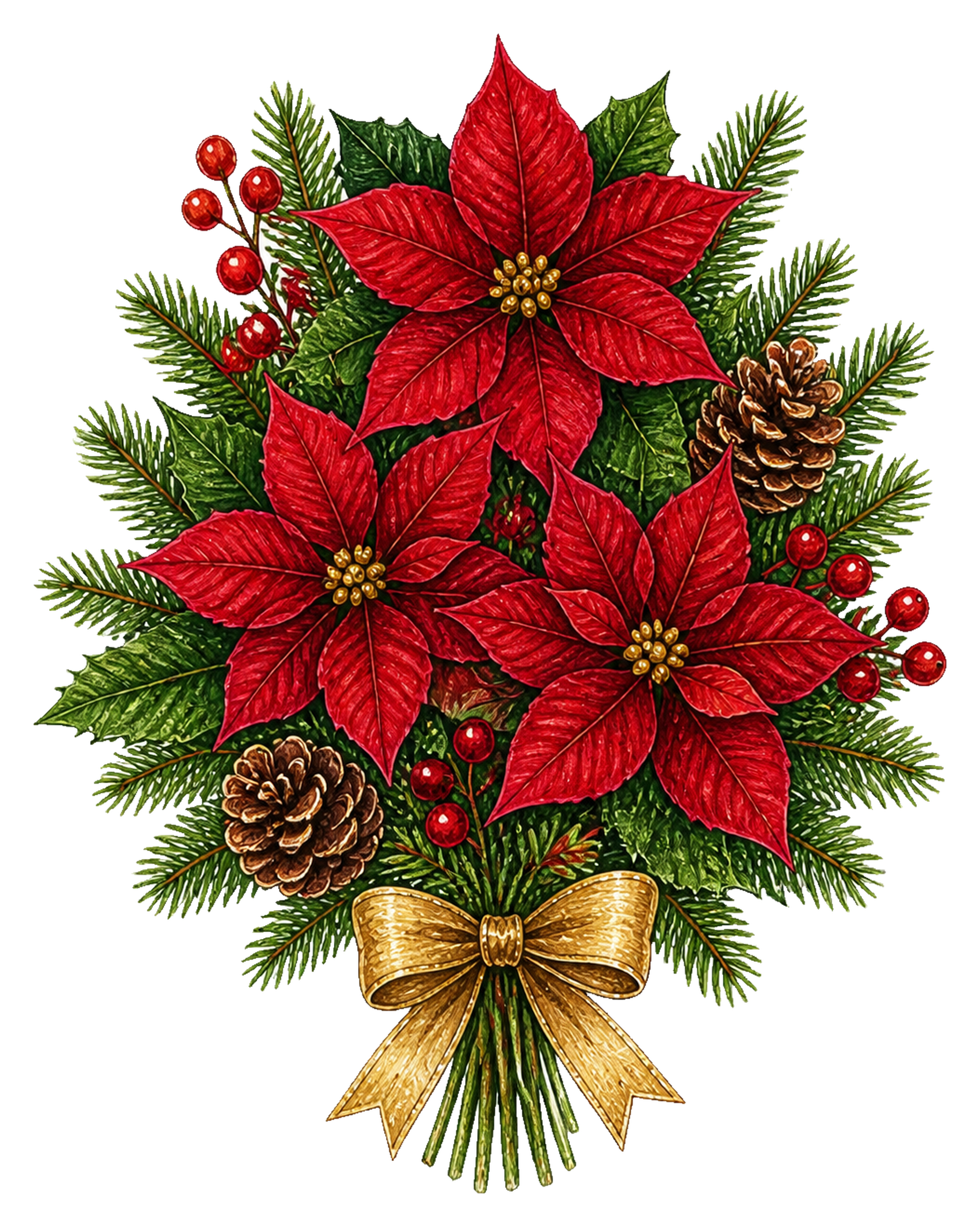 赤いポインセチアのクリスマス花飾りイラスト｜無料素材95544に写真・文字を入れる