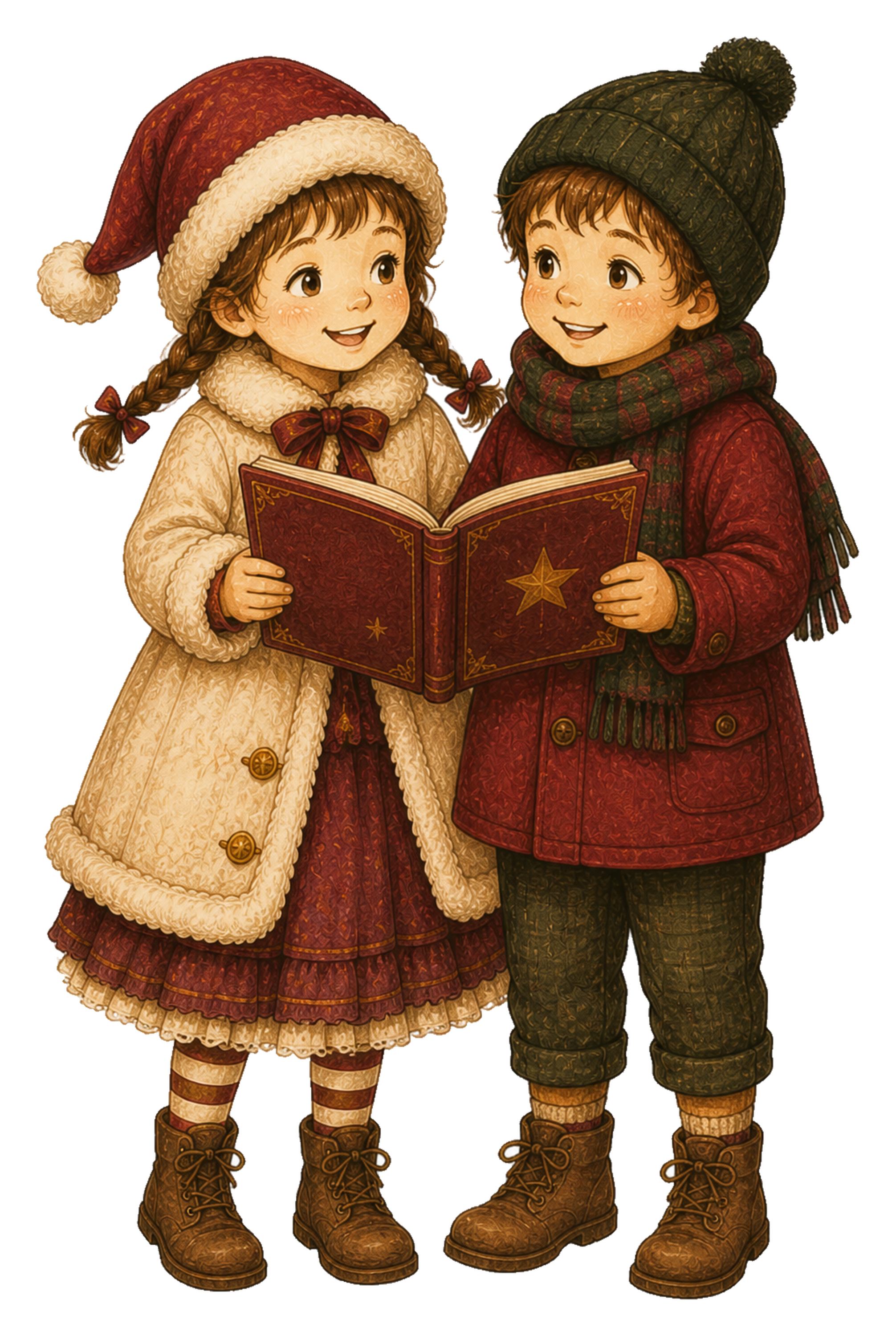 クリスマスの歌を歌う子どもたちのイラスト｜無料素材95561に写真・文字を入れる