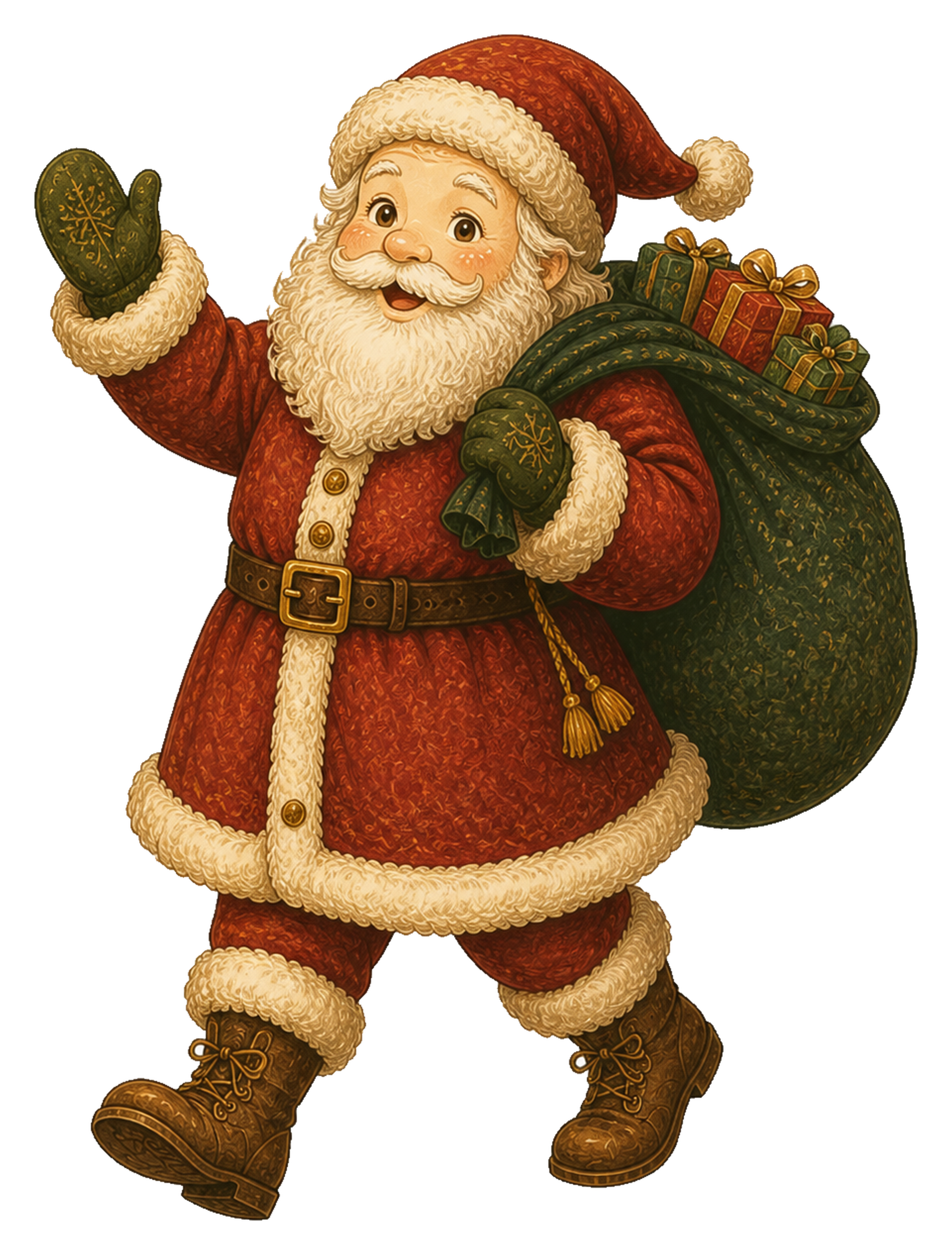 手を振るサンタクロースのかわいいクリスマスイラスト｜無料素材95568に写真・文字を入れる