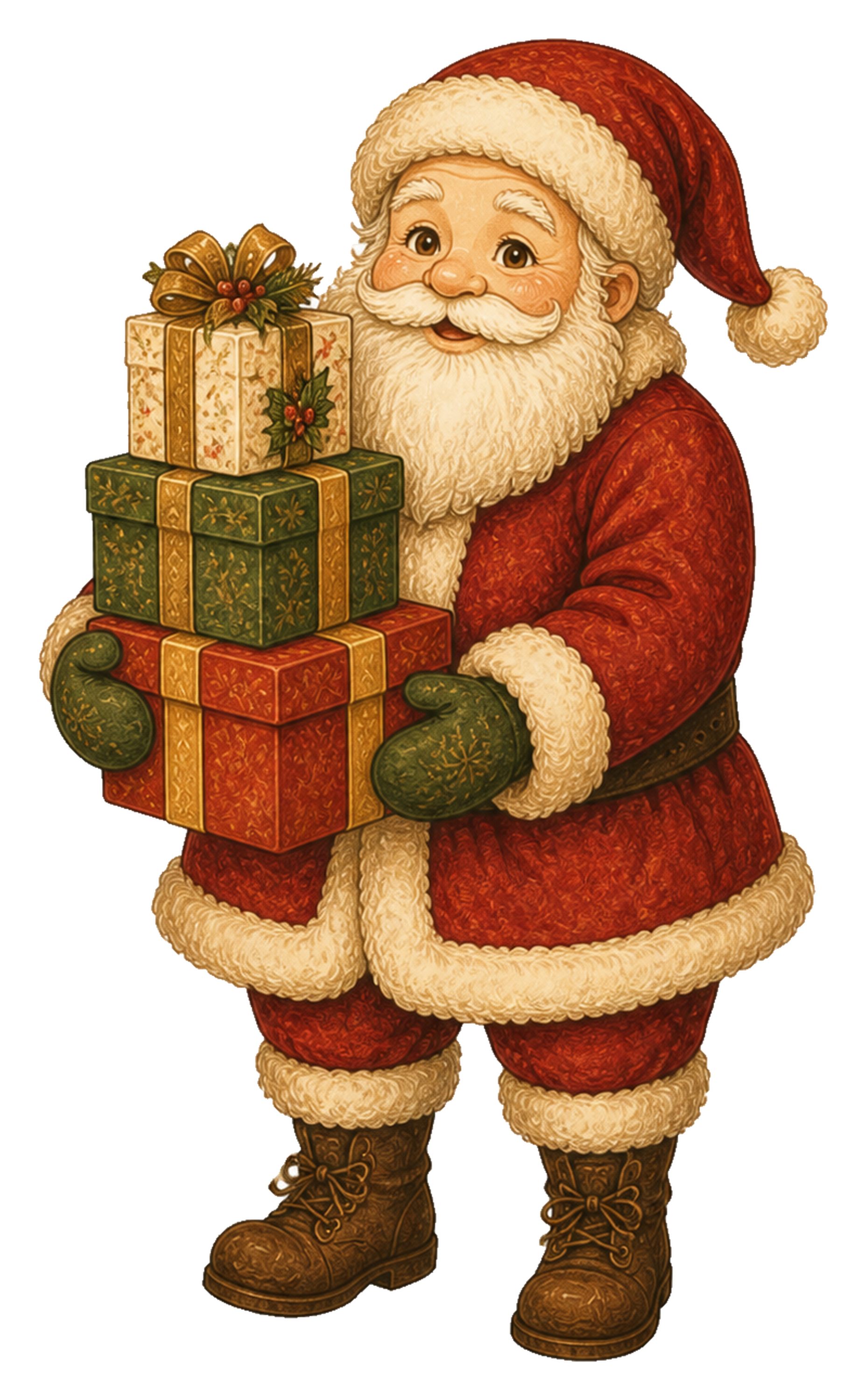 プレゼントを抱えるサンタクロースのクリスマスイラスト｜無料素材95569に写真・文字を入れる