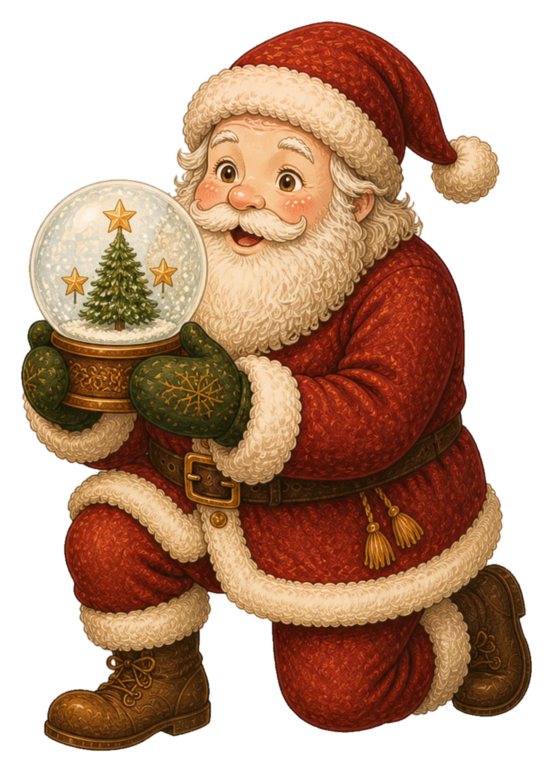 スノードームを持つサンタクロースのクリスマスイラスト｜無料素材95585に写真・文字を入れる