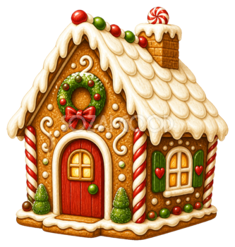 ジンジャーブレッドハウスのクリスマスイラスト｜無料素材95590