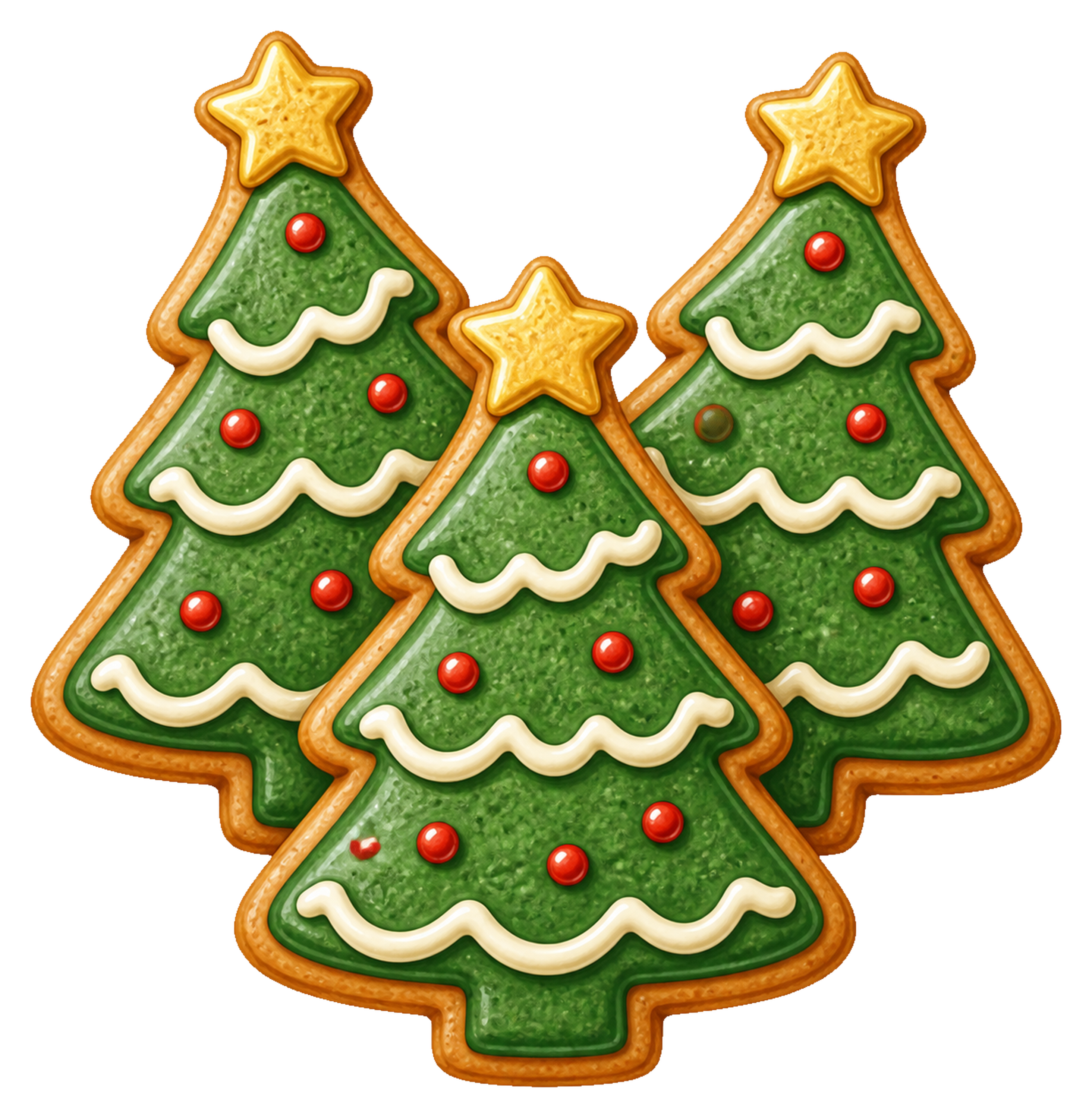 クリスマスツリークッキー3枚のイラスト｜無料素材95591に写真・文字を入れる
