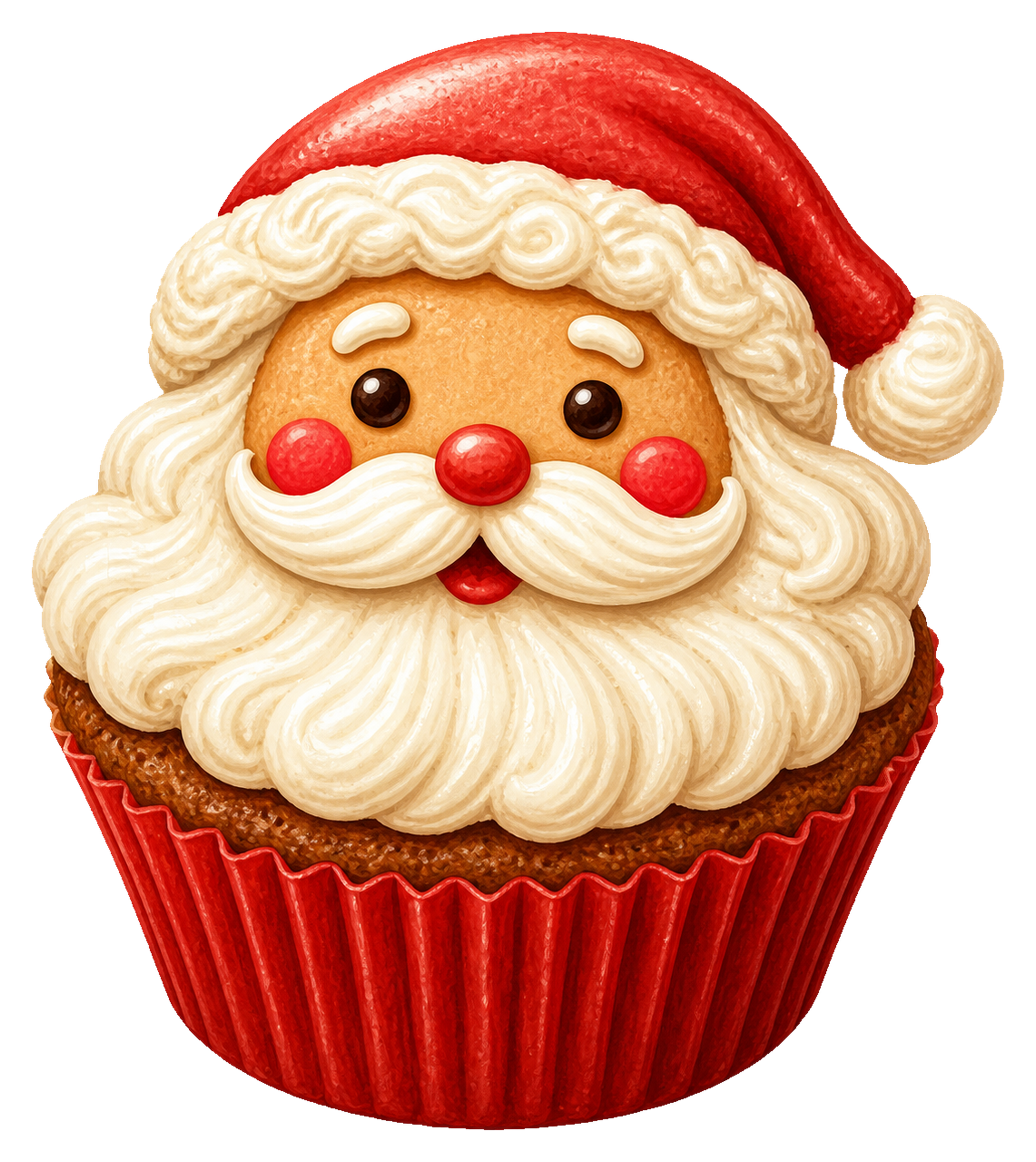 サンタのカップケーキのクリスマスイラスト｜無料素材95593に写真・文字を入れる