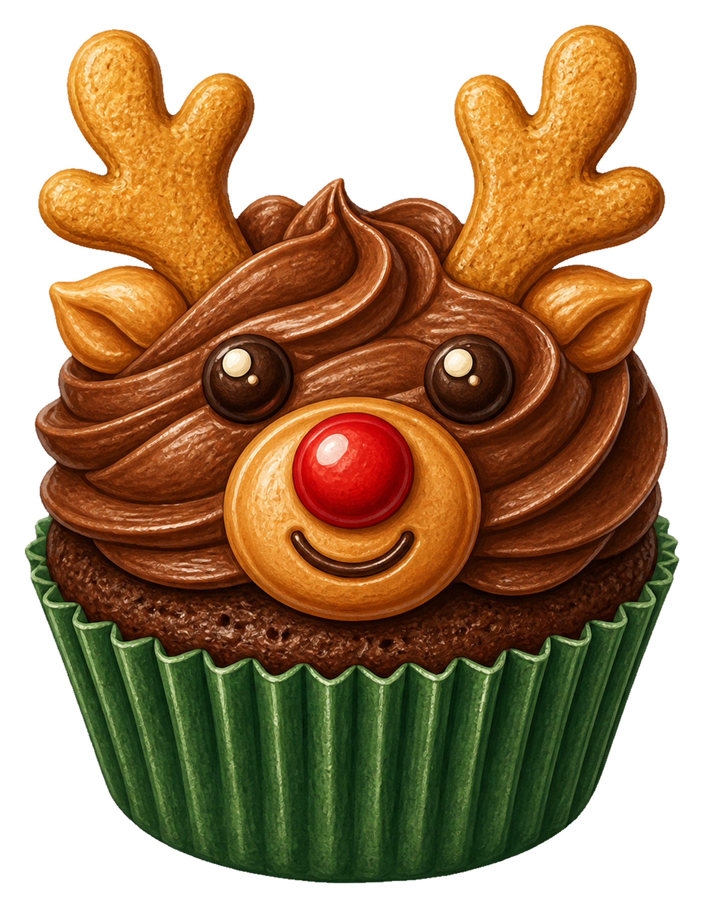 トナカイのカップケーキのクリスマスイラスト｜無料素材95594に写真・文字を入れる