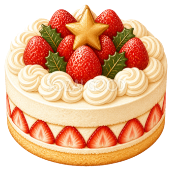 いちごのクリスマスケーキのかわいいイラスト｜無料素材95599