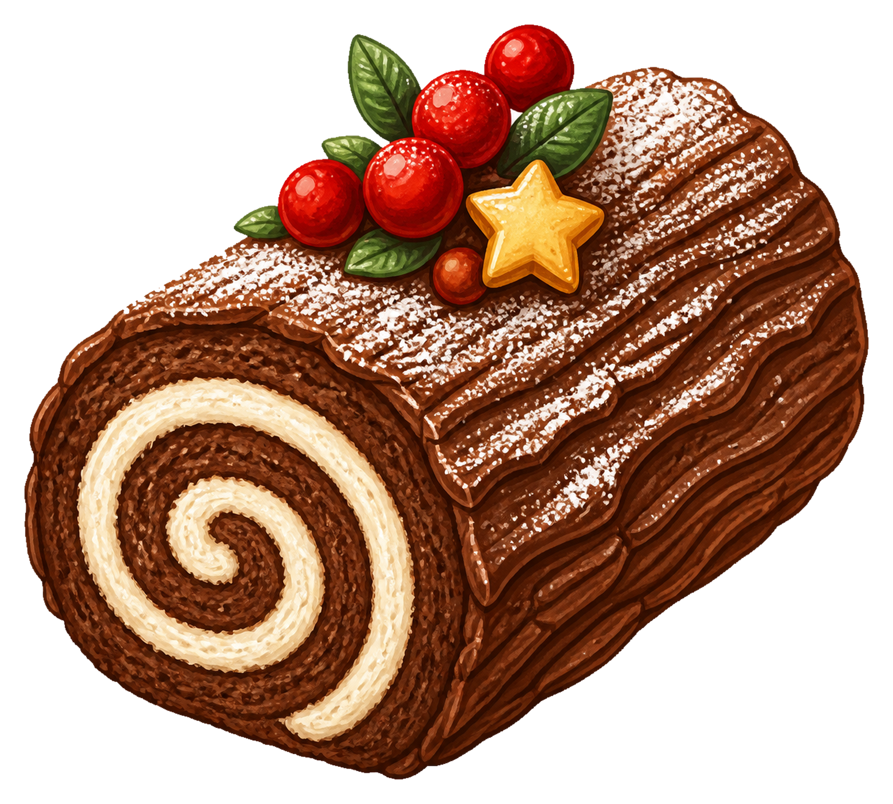 薪型チョコレートロールケーキのクリスマスイラスト｜無料素材95600に写真・文字を入れる