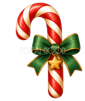 赤白のキャンディケインのクリスマスイラスト｜無料素材95605