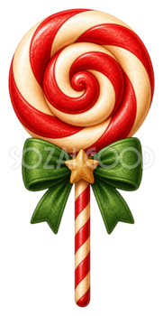 赤白のペロペロキャンディのクリスマスイラスト｜無料素材95606