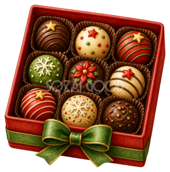 箱入りクリスマスチョコレートのイラスト｜無料素材95607