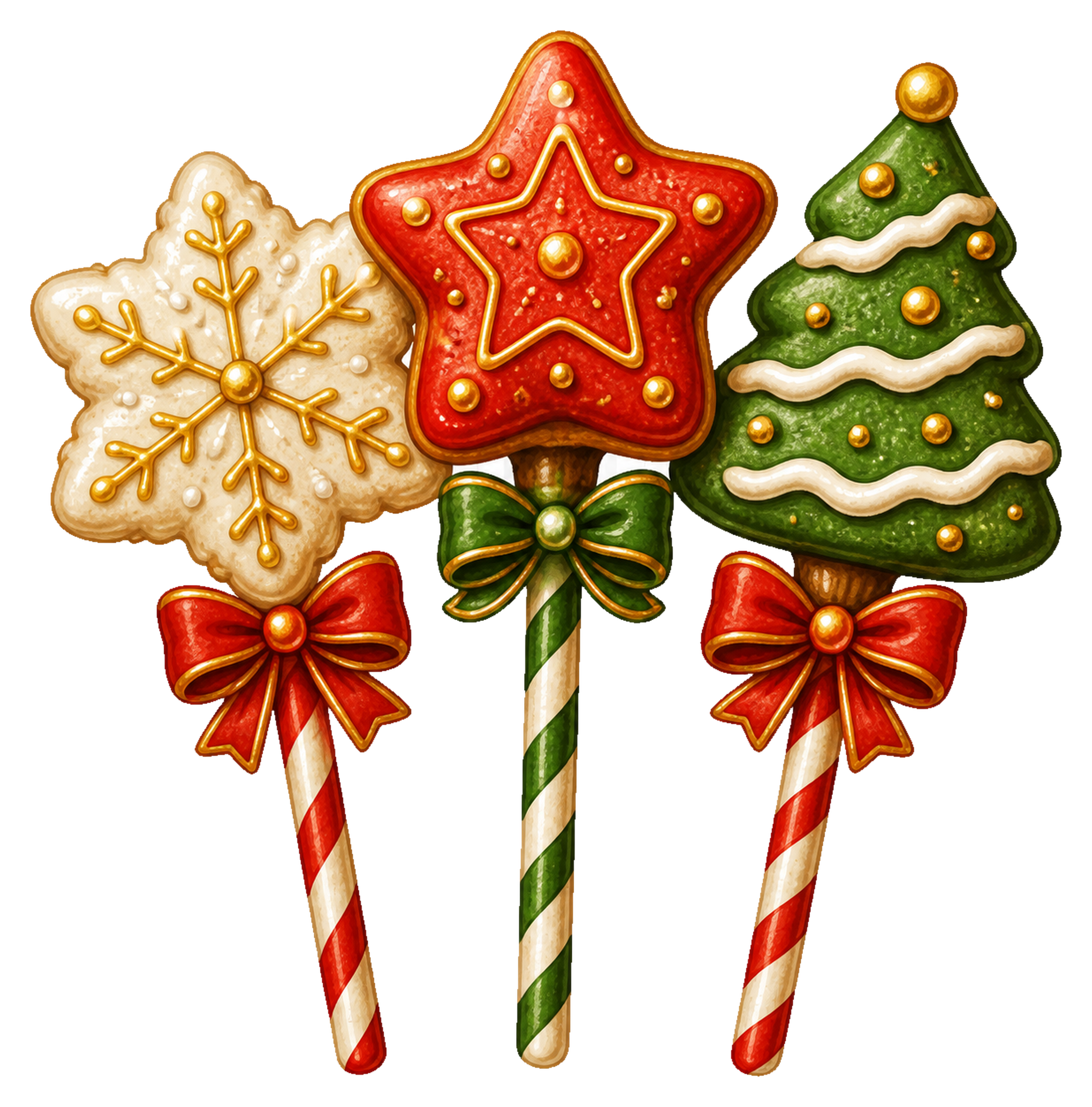 クリスマスケーキポップ3本のかわいいイラスト｜無料素材95608に写真・文字を入れる