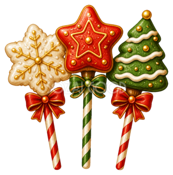 クリスマスケーキポップ3本のかわいいイラスト｜無料素材95608