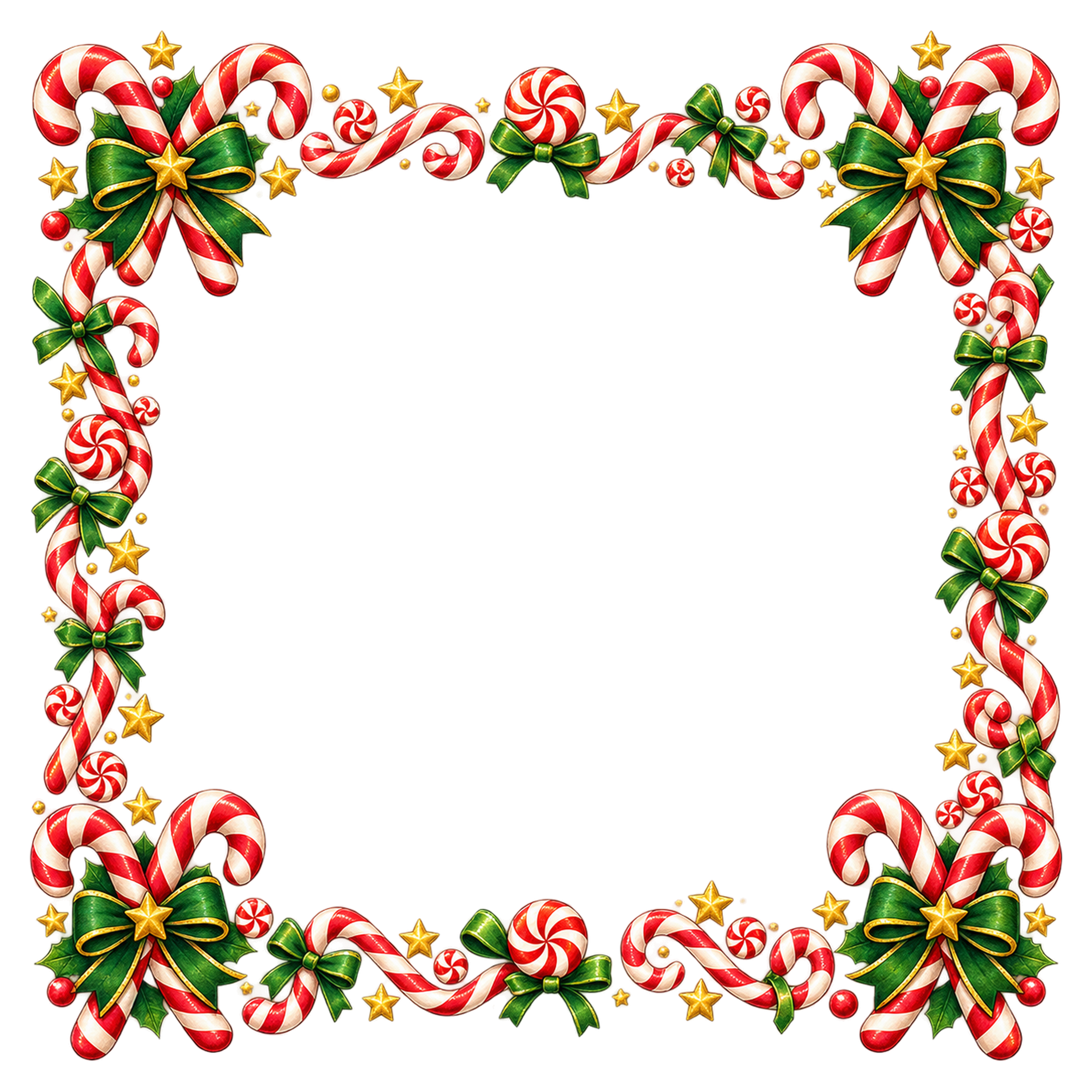 キャンディケインのかわいいクリスマスフレームイラスト｜無料素材95612に写真・文字を入れる