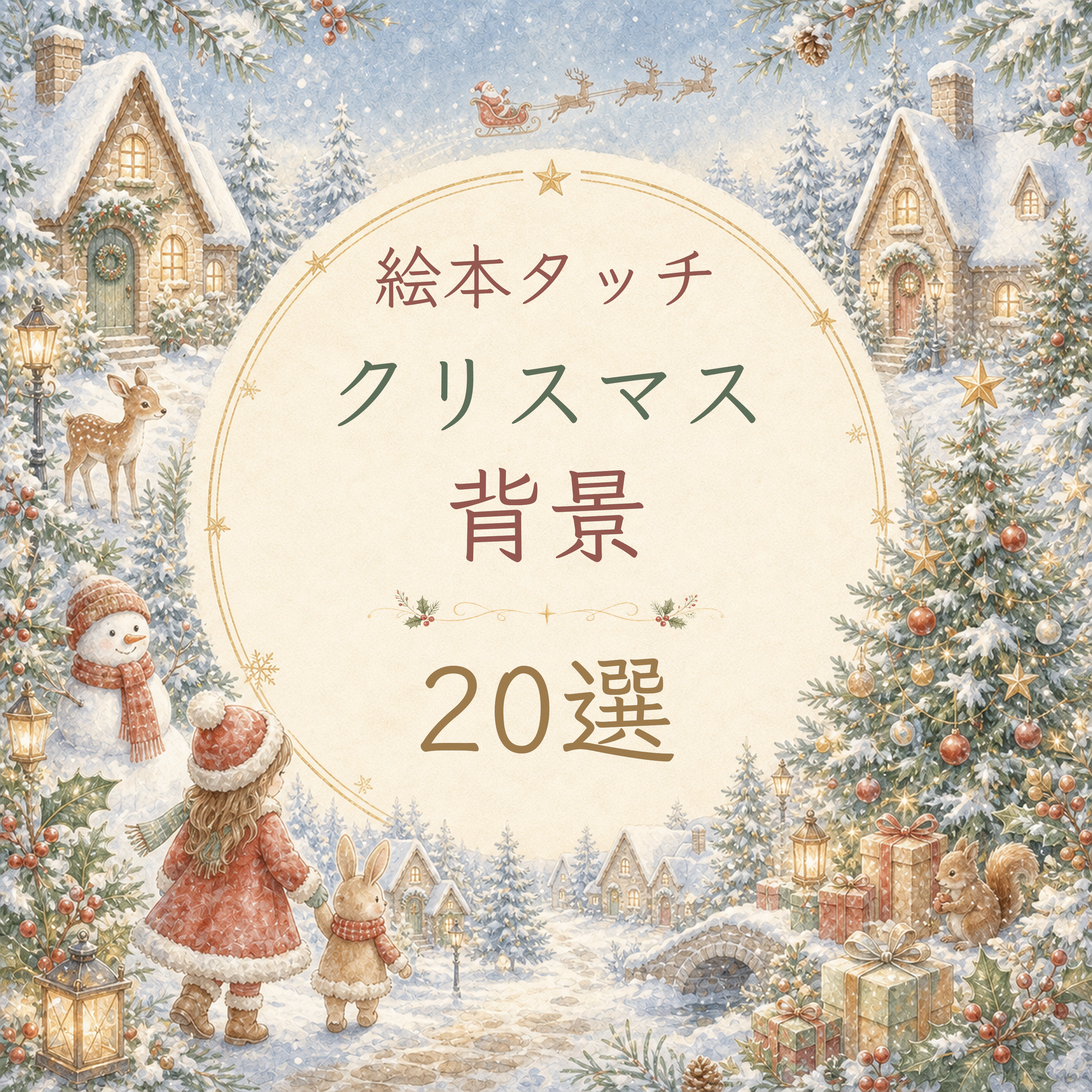 絵本タッチのかわいいクリスマス背景イラスト20選｜無料素材95651に写真・文字を入れる