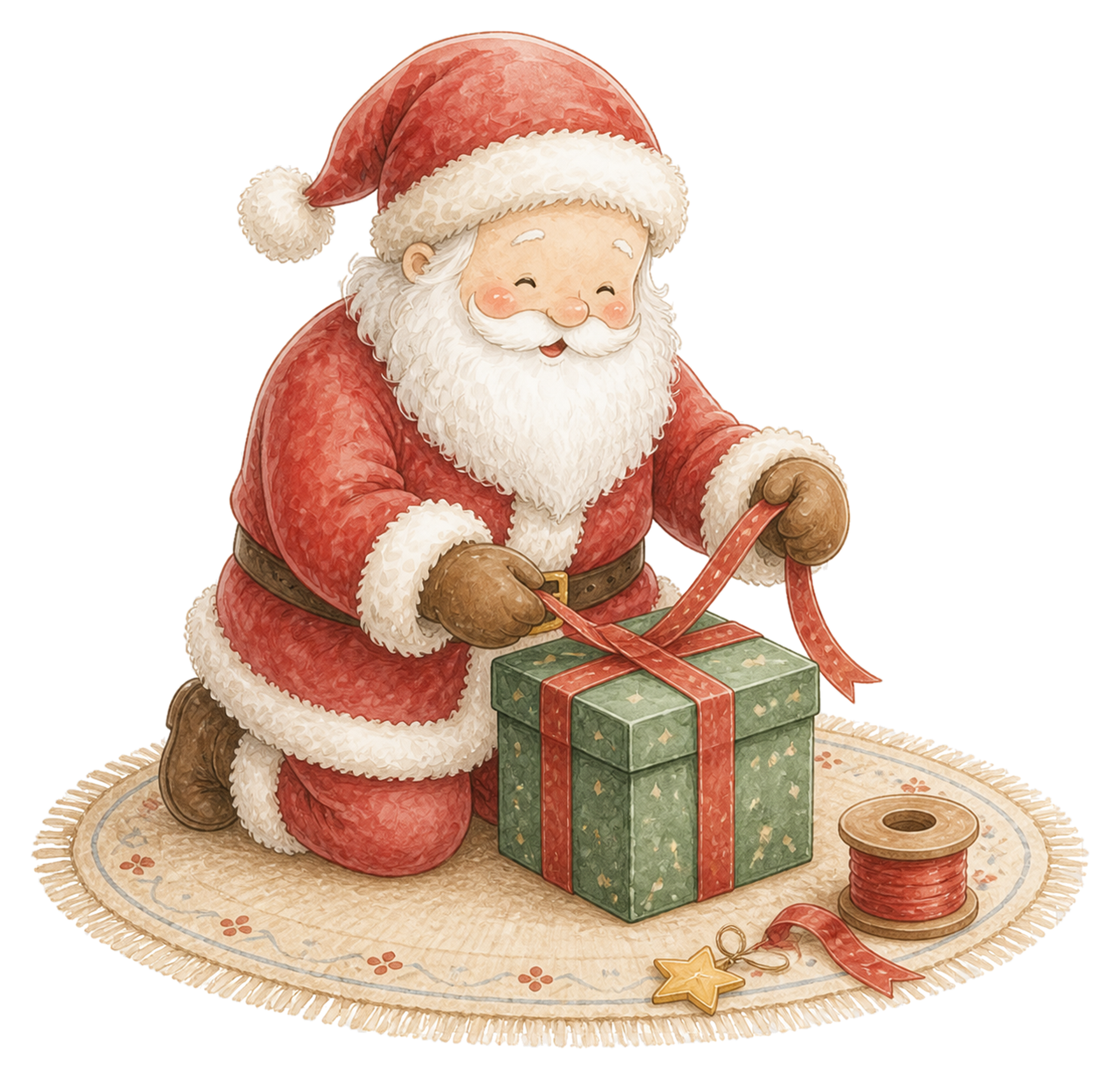 プレゼントを包むサンタクロース｜クリスマス無料イラスト素材95675に写真・文字を入れる