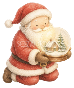 スノードームを持つサンタクロース｜クリスマス無料イラスト素材95688