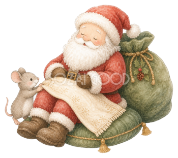 プレゼント袋で眠るサンタクロース｜クリスマス無料イラスト素材95691