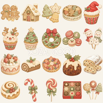 水彩絵本タッチのクリスマスお菓子イラスト20選｜無料素材95693