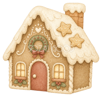 ジンジャーブレッドハウスのイラスト｜かわいいクリスマス無料素材95695