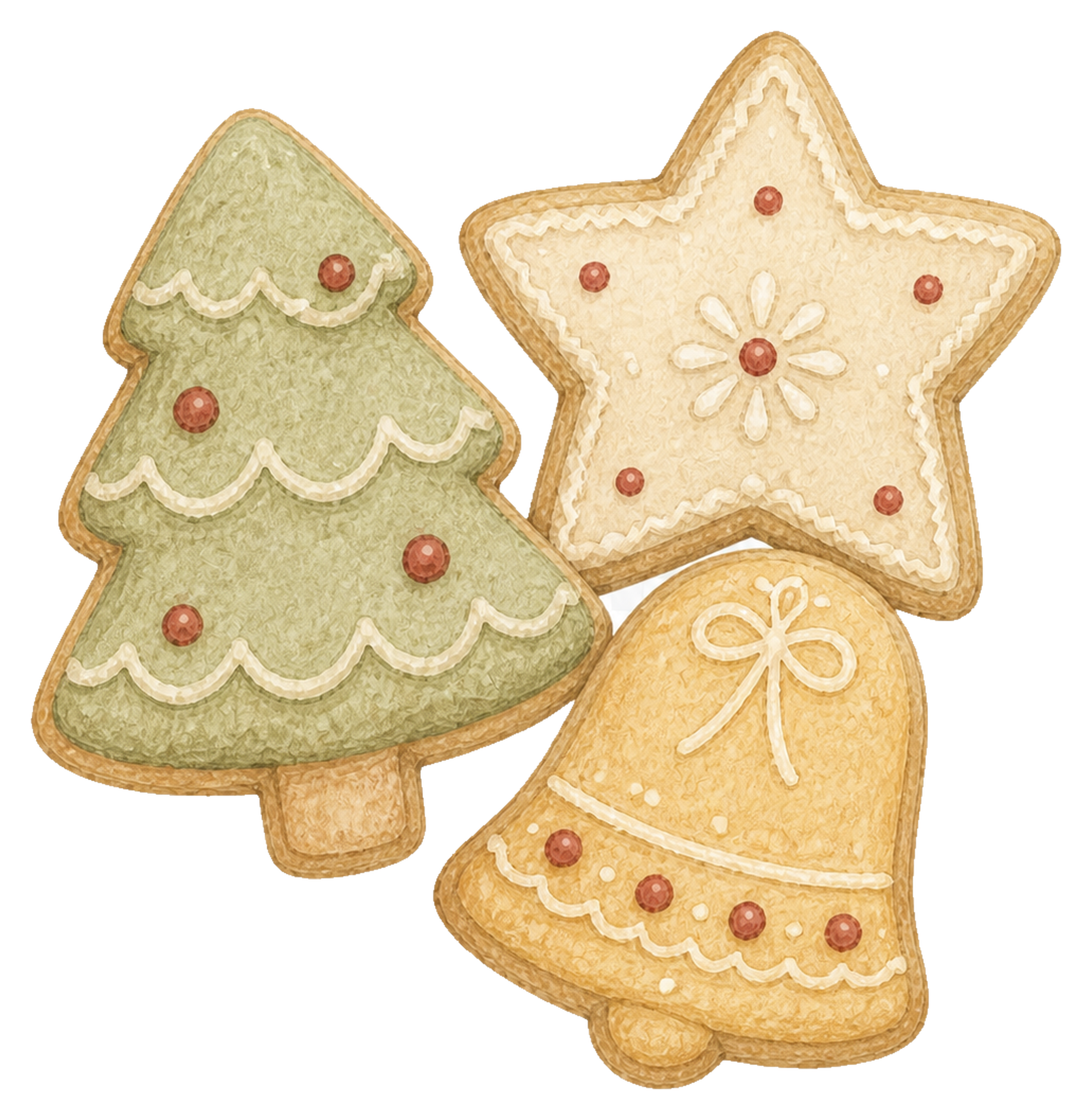 ツリー・星・ベルのクリスマスクッキーイラスト｜無料素材95696に写真・文字を入れる