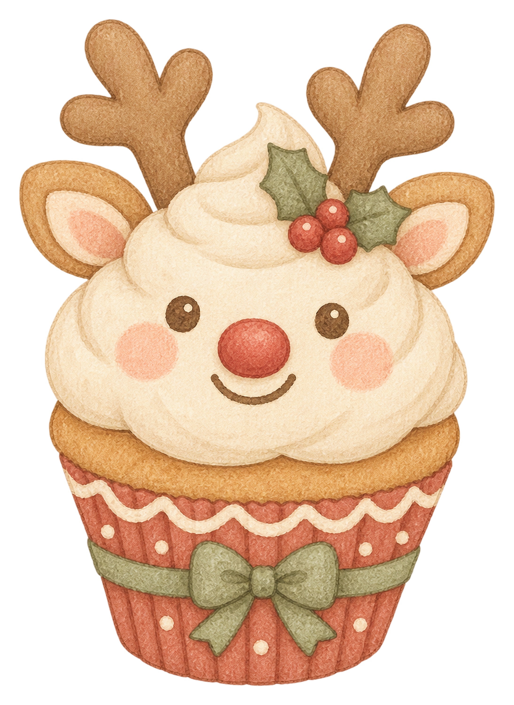 トナカイのカップケーキイラスト｜子ども向けクリスマス無料素材95699に写真・文字を入れる