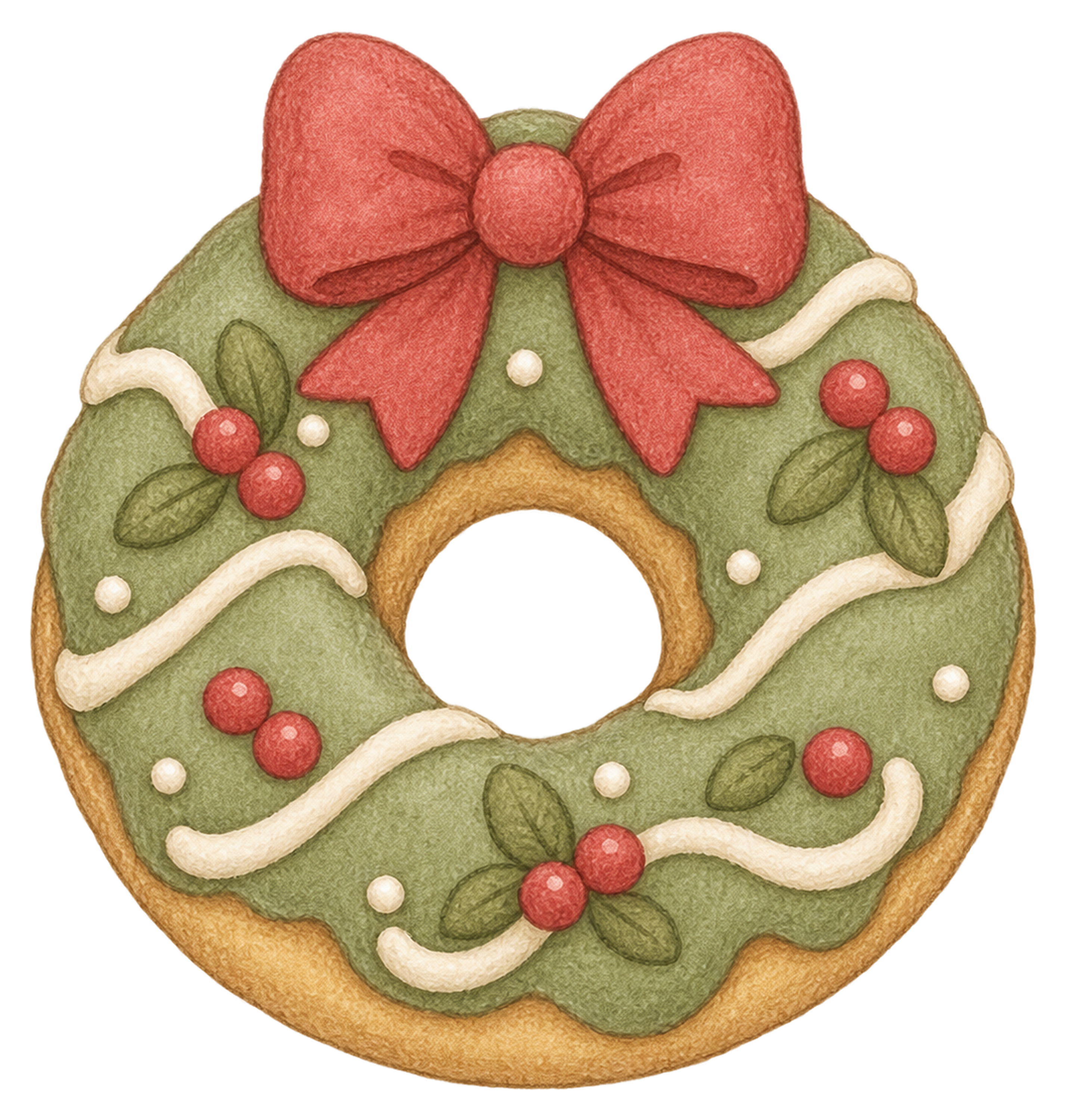 クリスマスリースドーナツのイラスト｜かわいい無料素材95701に写真・文字を入れる