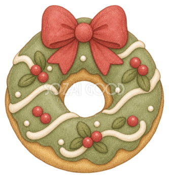 クリスマスリースドーナツのイラスト｜かわいい無料素材95701