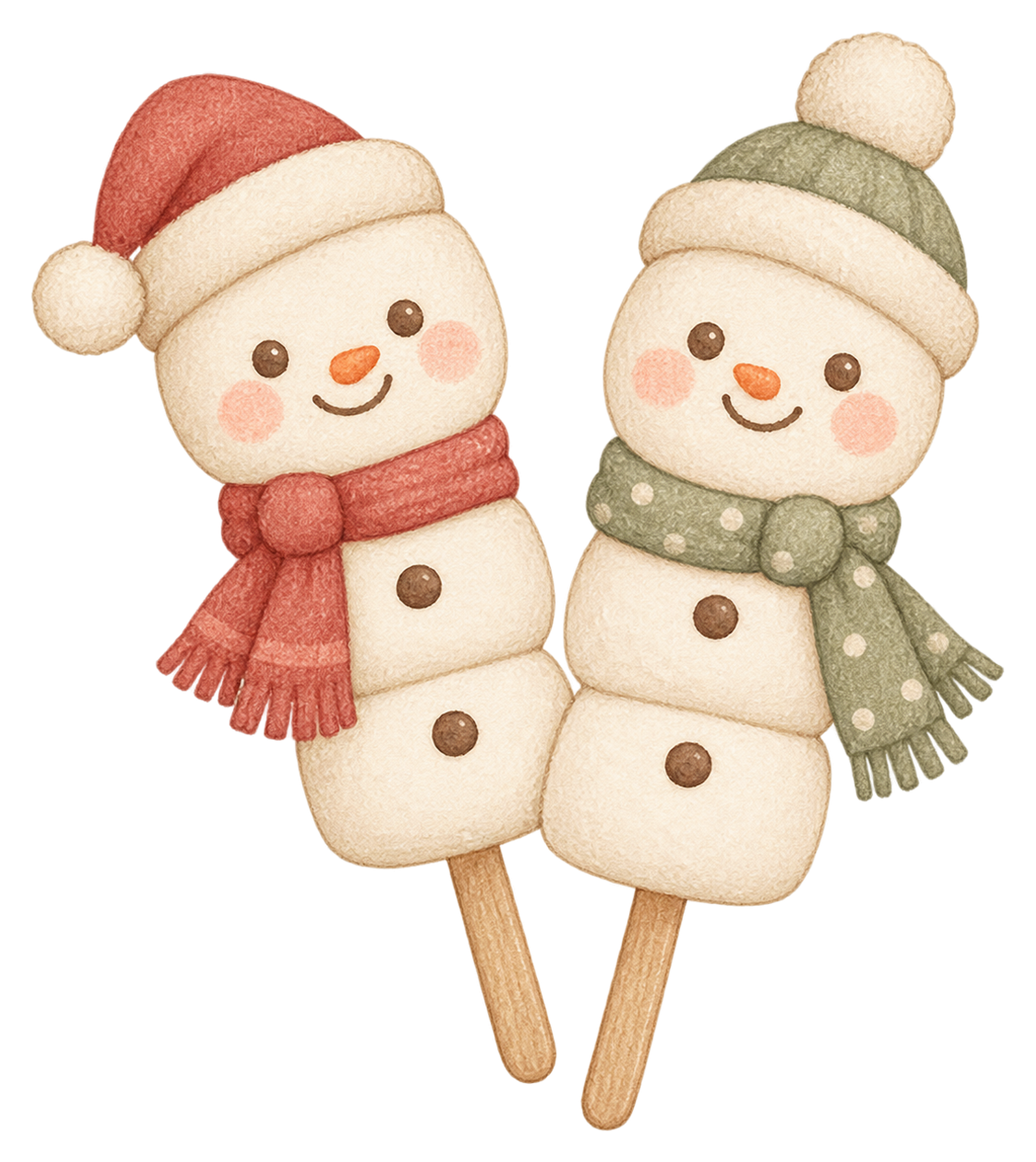 雪だるまマシュマロポップのイラスト｜かわいいクリスマス無料素材95703に写真・文字を入れる
